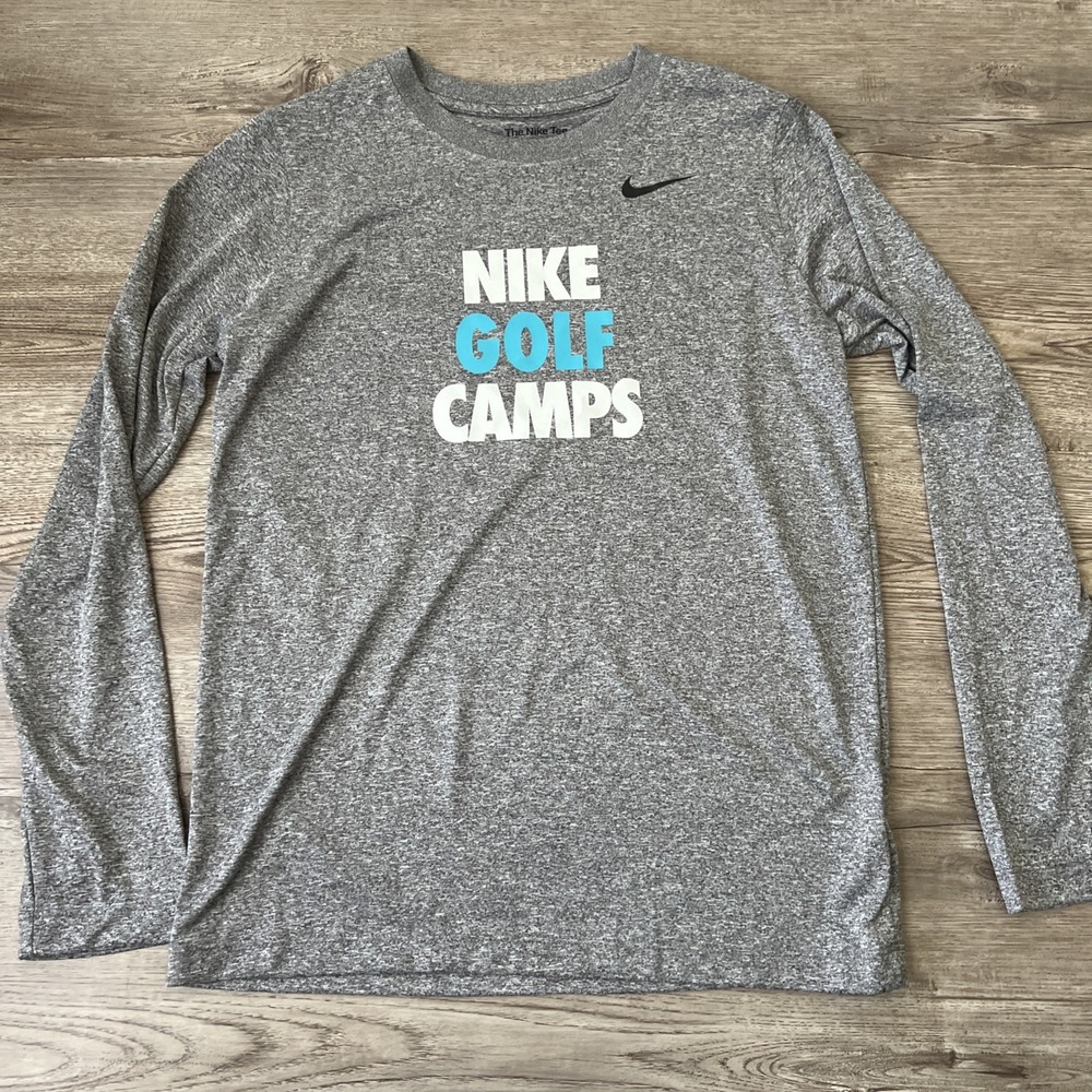 Nike Golf Camps Performance T Shirt Boys L Gray Long Sleeve